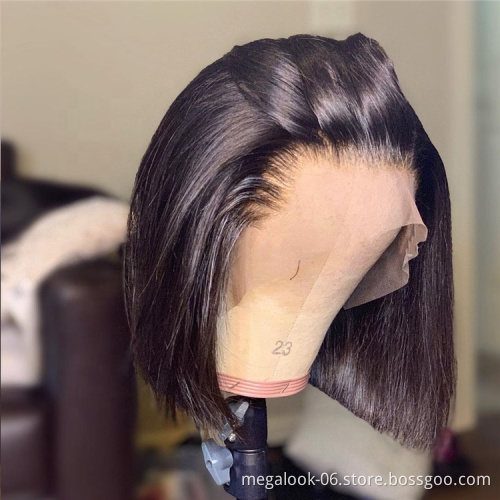 Megalook Short Bob Wigs Human Lace Frontal Closure Bob Wigs 150% 180% Full Brazilian Cuticle Aligned Human Hair Wig